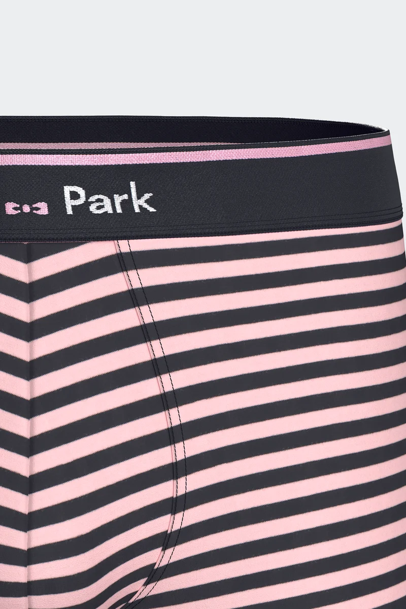 Lot de 3 boxers en jersey de coton stretch unis et rayés marine et rose