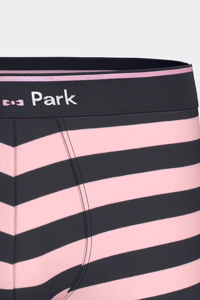 Lot de 3 boxers en jersey de coton stretch unis et rayés marine et rose