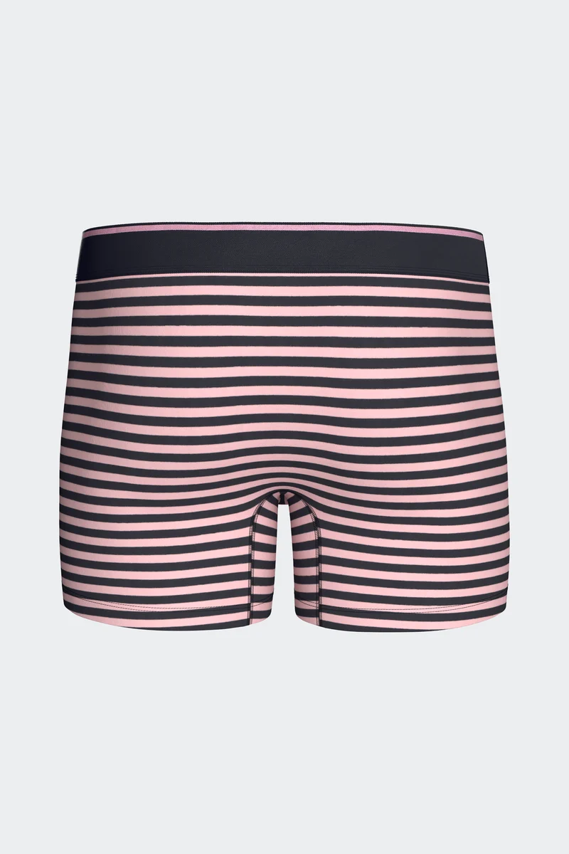 Lot de 3 boxers en jersey de coton stretch unis et rayés marine et rose