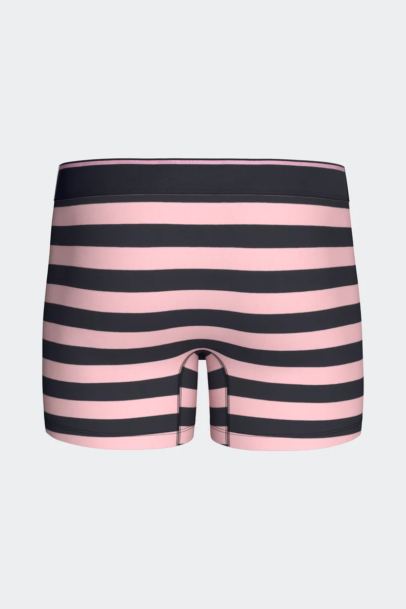 Lot de 3 boxers en jersey de coton stretch unis et rayés marine et rose