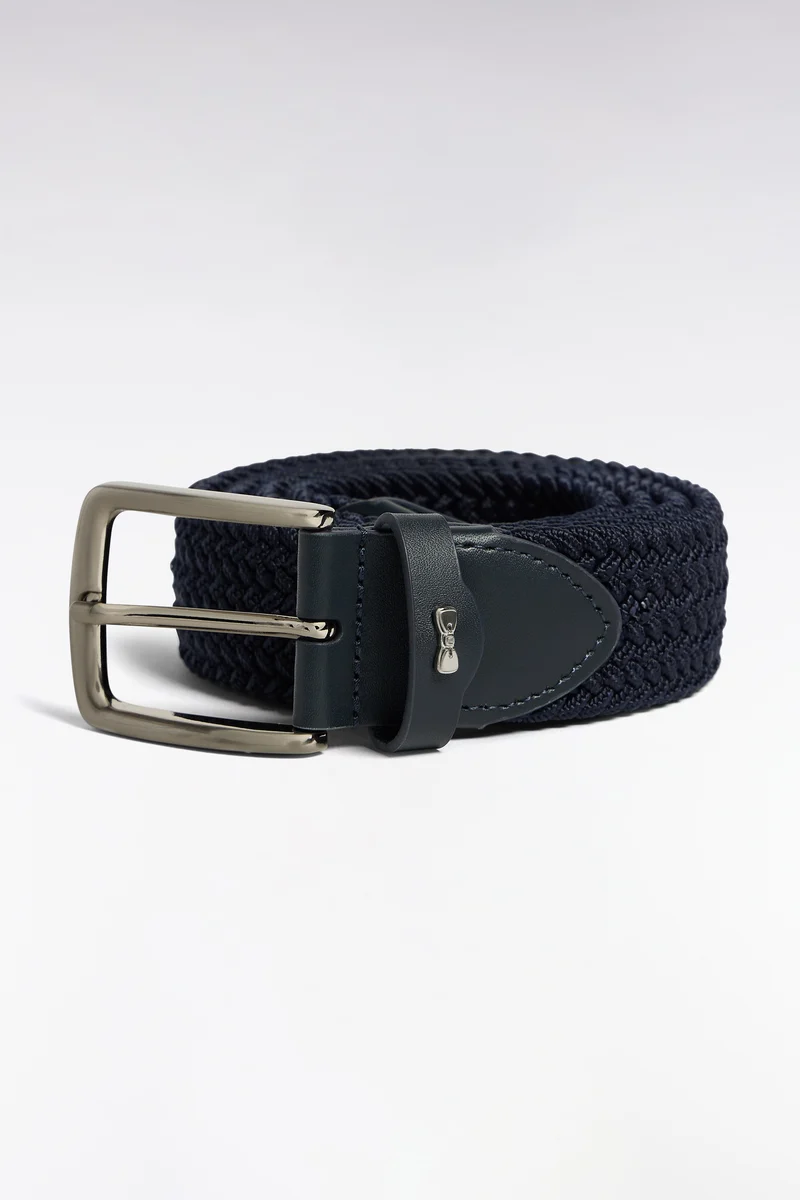 Ceinture tressée élastique marine