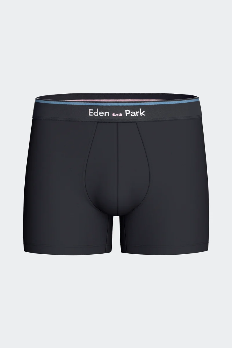 Lot de 2 boxers en jersey de coton stretch unis et imprimés marine et ciel