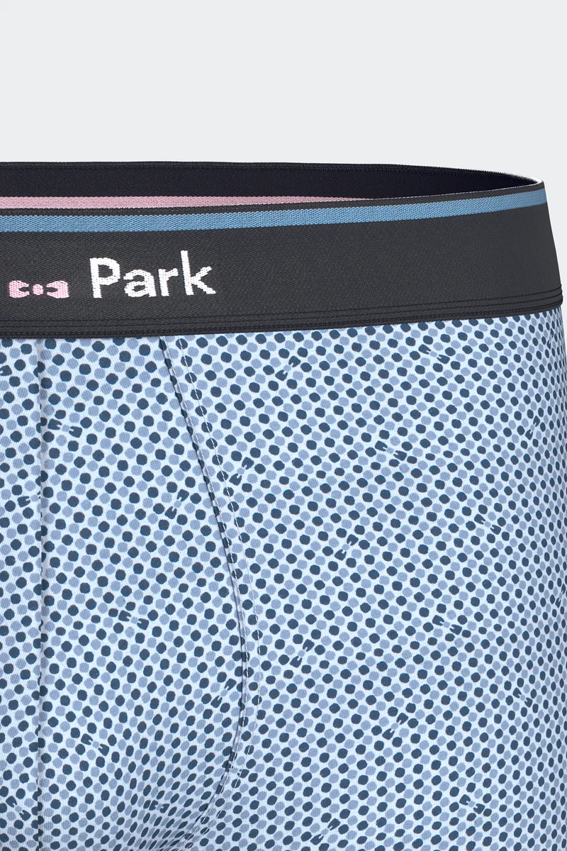 Lot de 2 boxers en jersey de coton stretch unis et imprimés marine et ciel