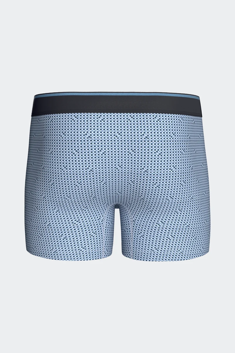 Lot de 2 boxers en jersey de coton stretch unis et imprimés marine et ciel