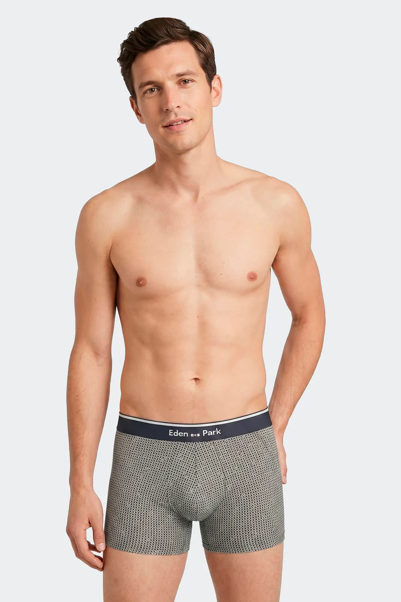 Lot de 2 boxers en jersey de coton stretch unis et imprimés kaki et gris