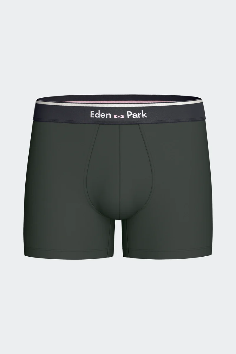 Lot de 2 boxers en jersey de coton stretch unis et imprimés kaki et gris