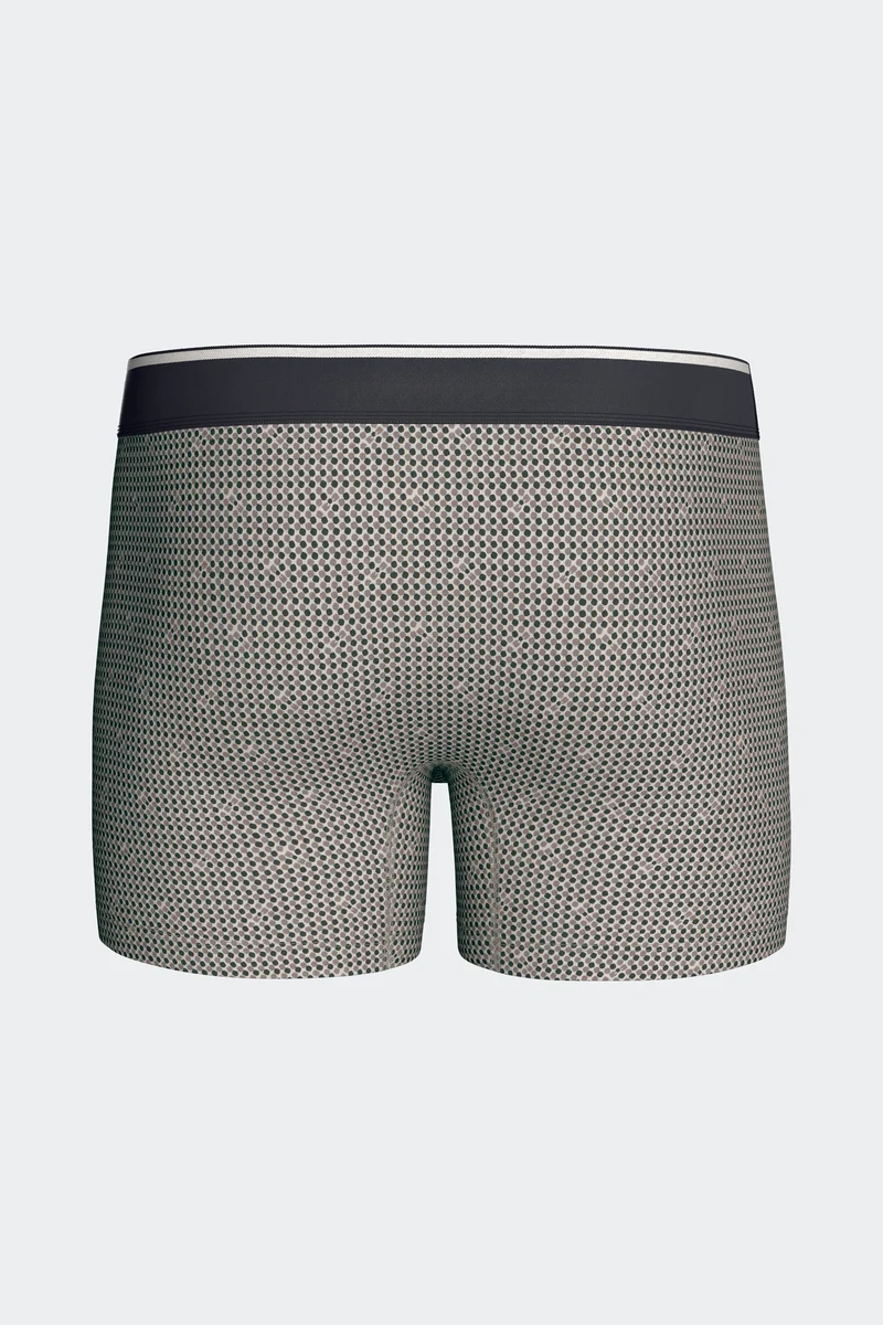 Lot de 2 boxers en jersey de coton stretch unis et imprimés kaki et gris