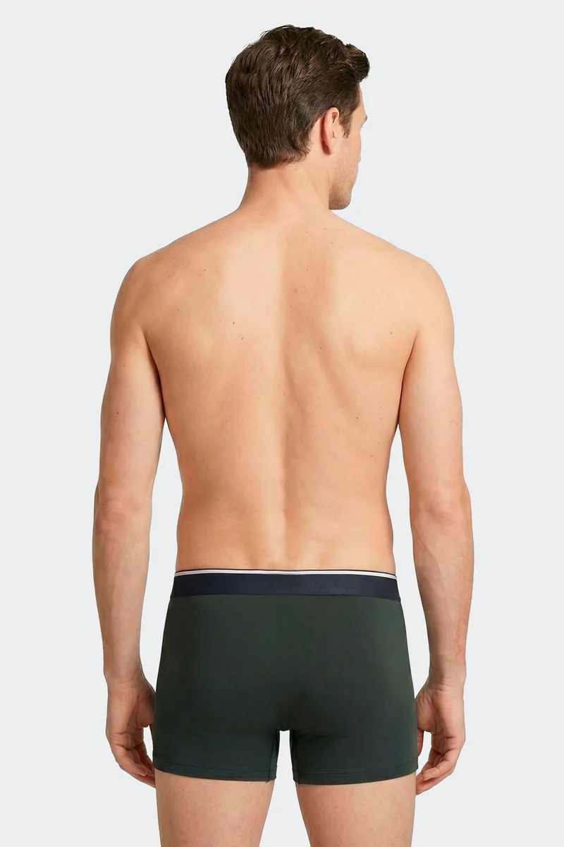 Lot de 2 boxers en jersey de coton stretch unis et imprimés kaki et gris