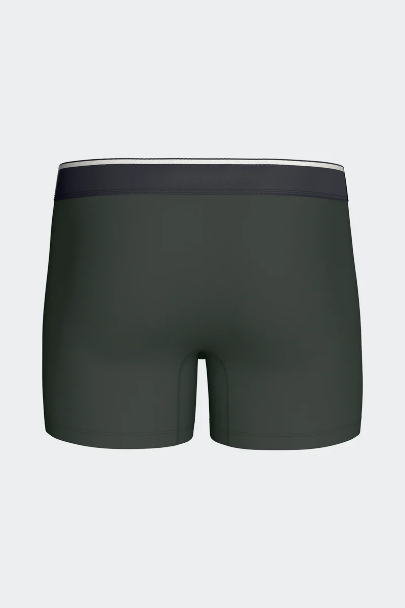 Lot de 2 boxers en jersey de coton stretch unis et imprimés kaki et gris