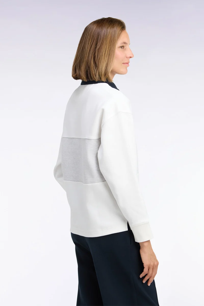 Sweatshirt unisexe en interlock écru chiné coupe loose