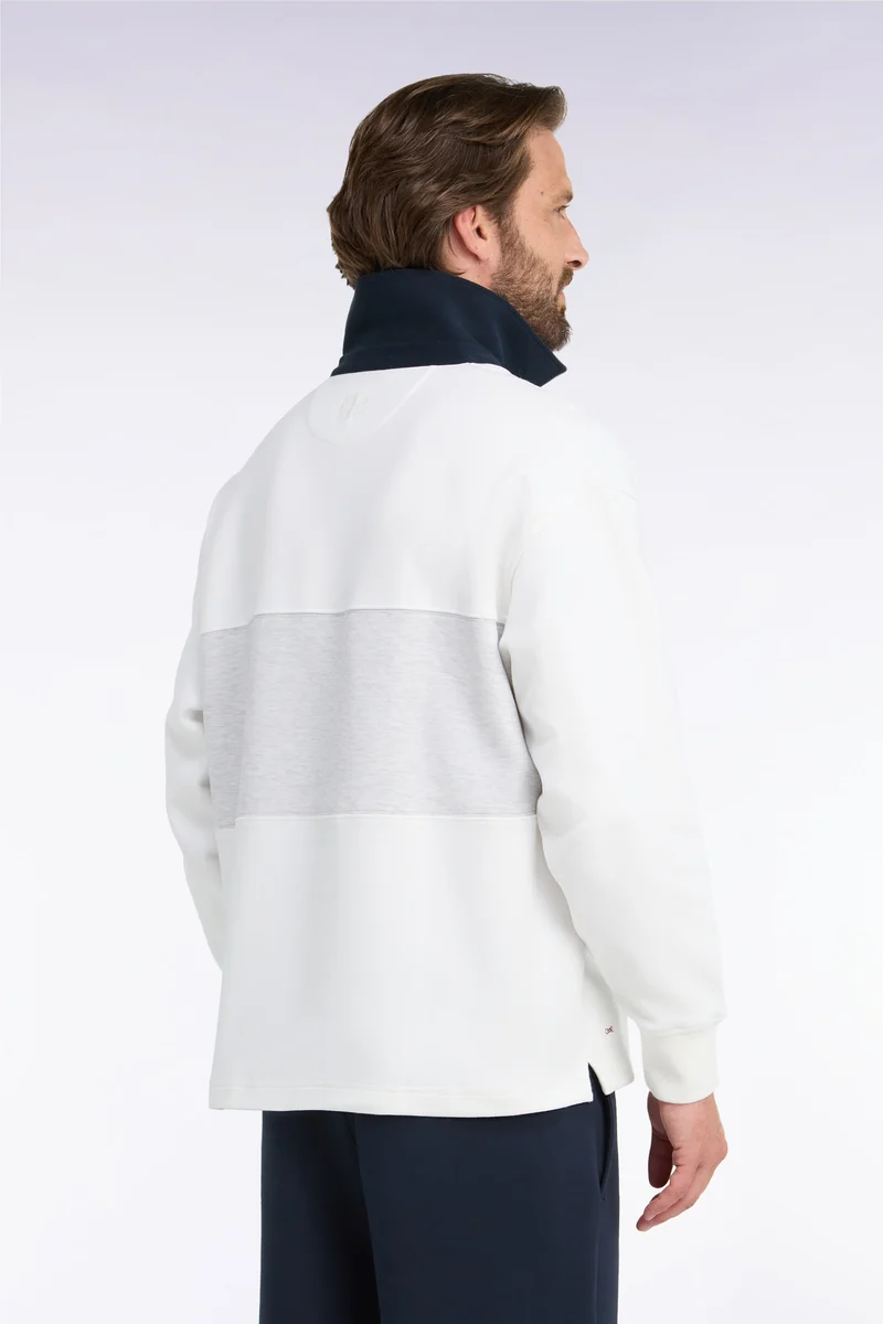 Sweatshirt unisexe en interlock écru chiné coupe loose
