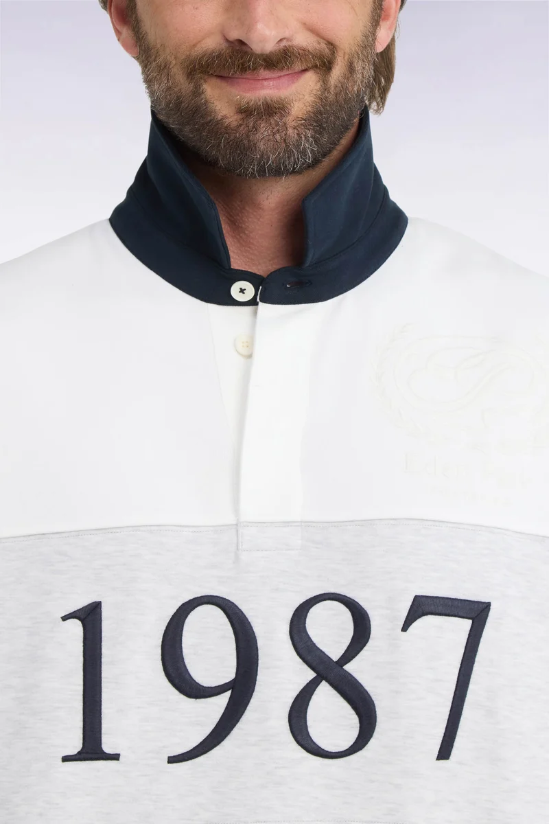 Sweatshirt unisexe en interlock écru chiné coupe loose