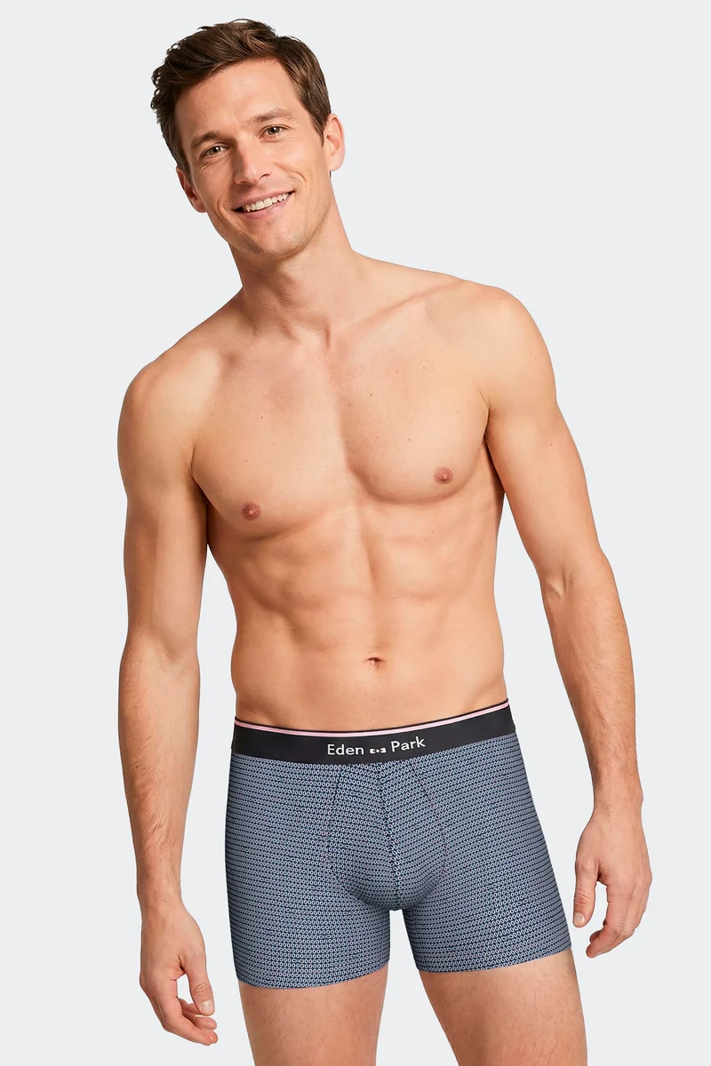 Lot de 2 boxers en jersey de coton stretch unis et imprimés bleu