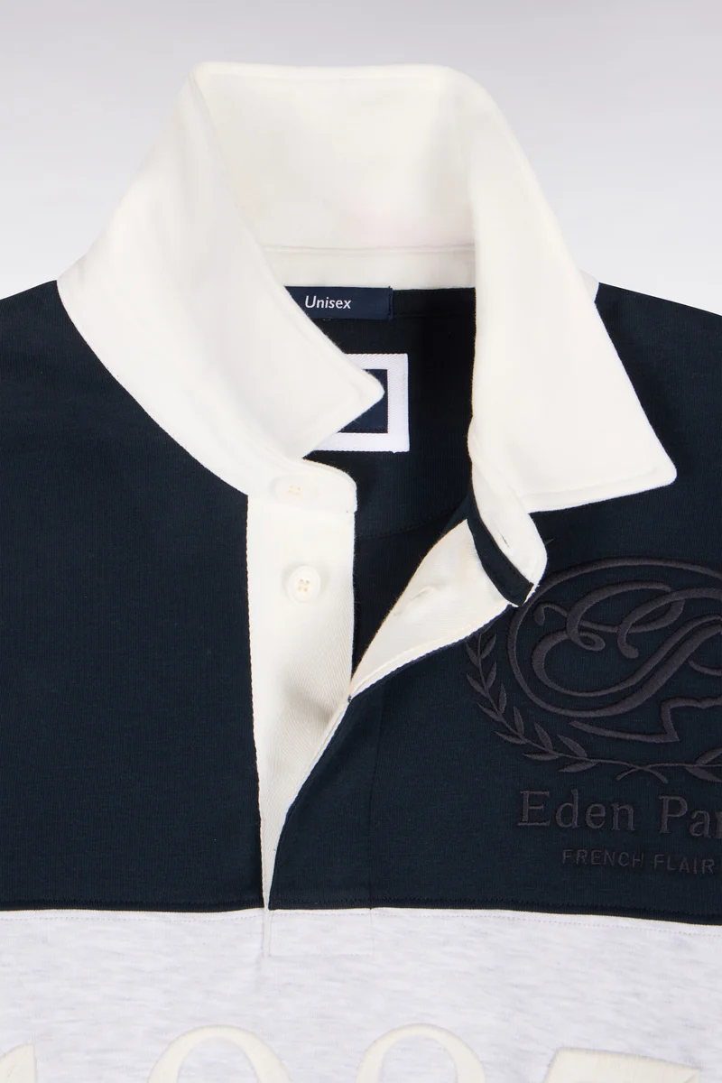 Sweatshirt unisexe en interlock marine chiné coupe loose