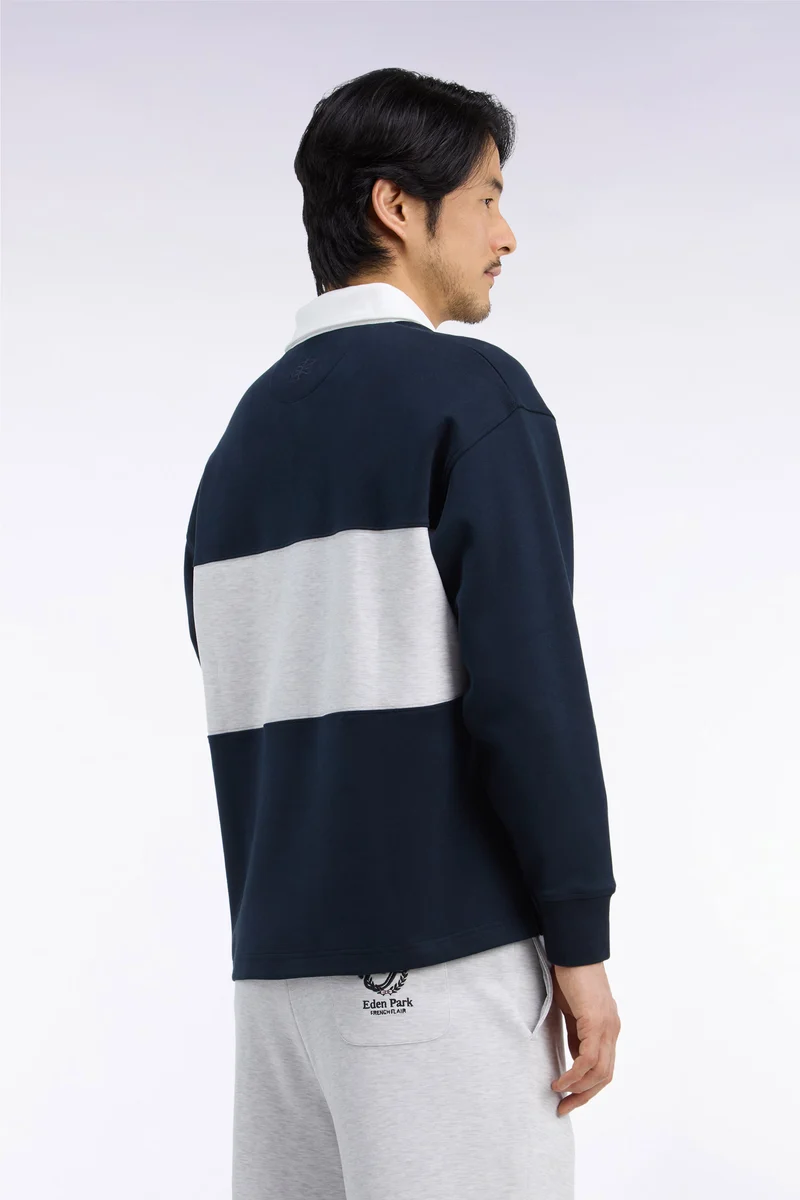 Sweatshirt unisexe en interlock marine chiné coupe loose