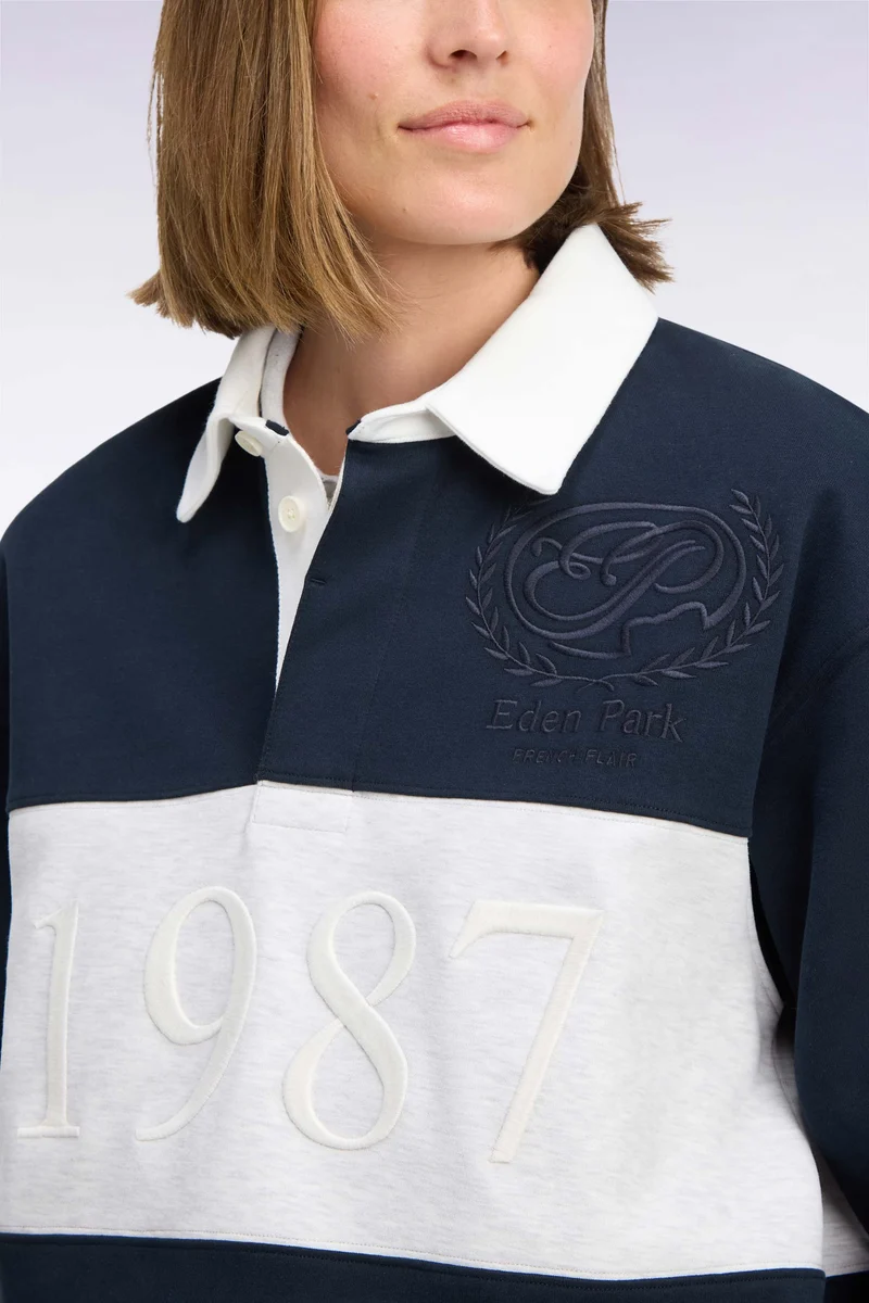 Sweatshirt unisexe en interlock marine chiné coupe loose