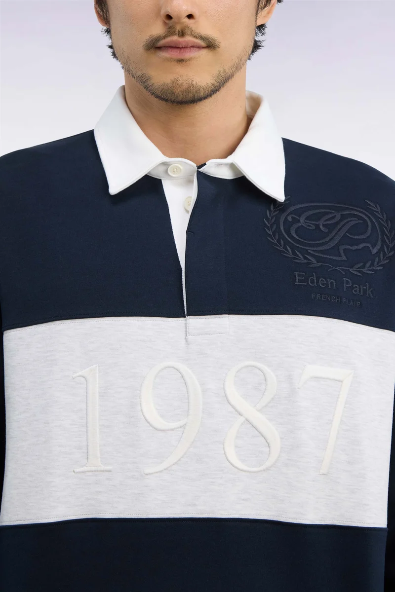 Sweatshirt unisexe en interlock marine chiné coupe loose