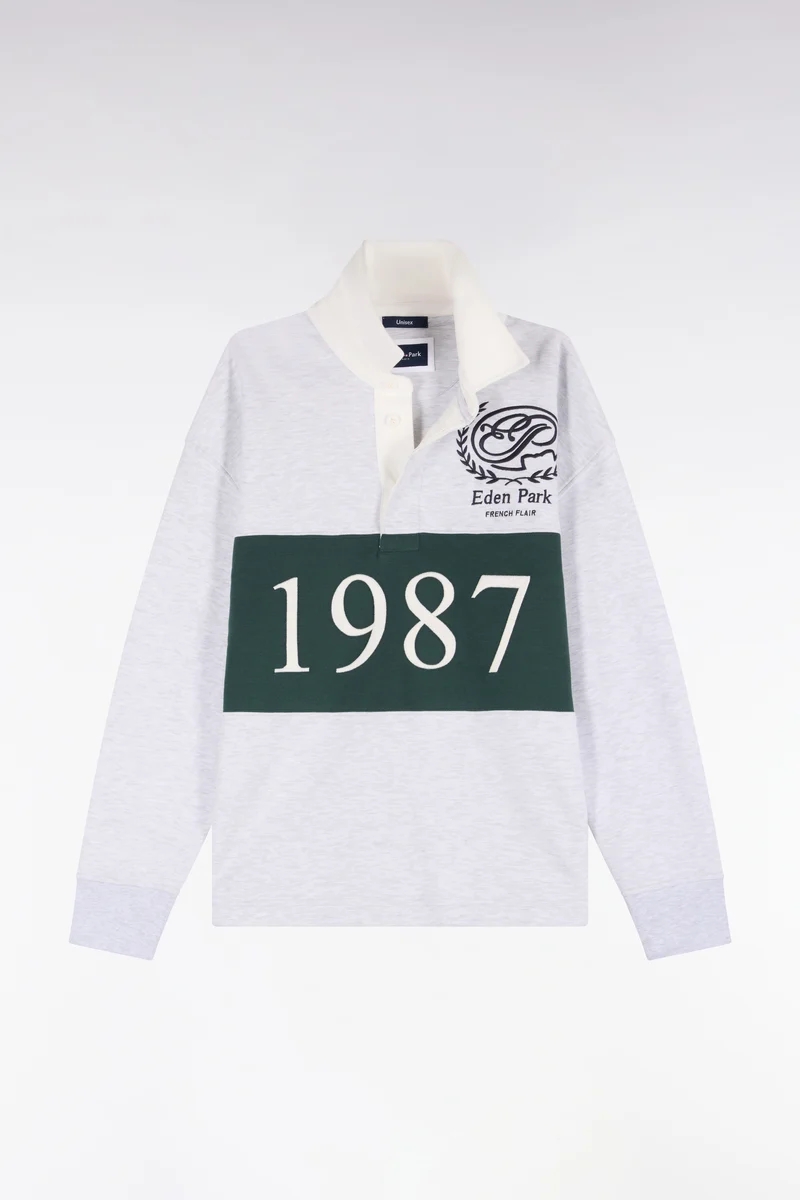 Sweatshirt unisexe en interlock gris chiné coupe loose