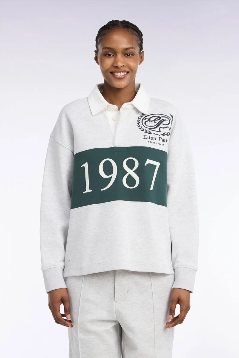Sweatshirt unisexe en interlock gris chiné coupe loose