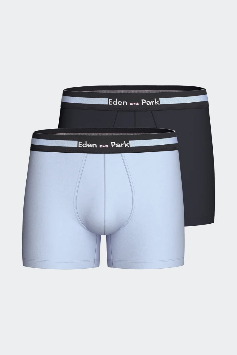 Lot de 2 boxers en jersey de coton stretch marine et ciel