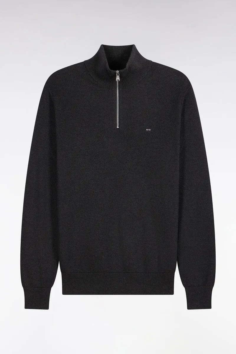 Pull col camionneur en coton gris foncé coupe droite
