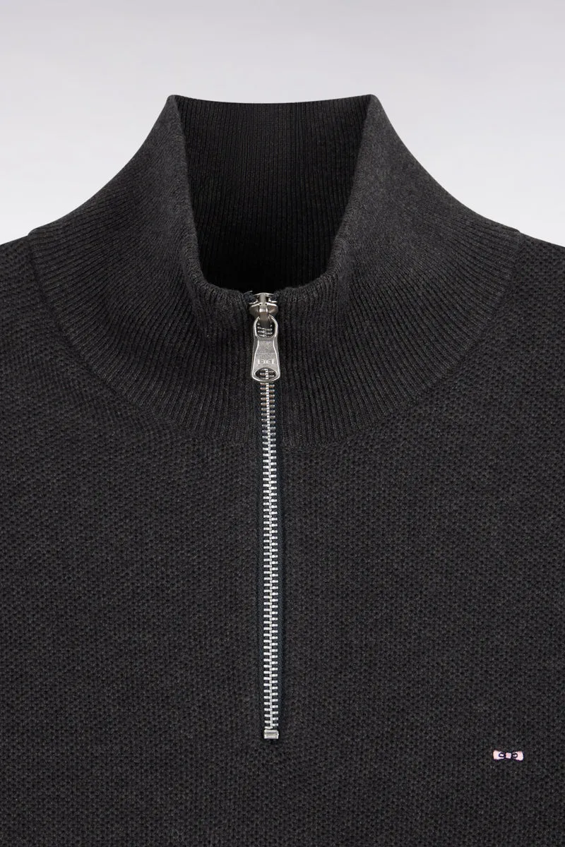 Pull col camionneur en coton gris foncé coupe droite