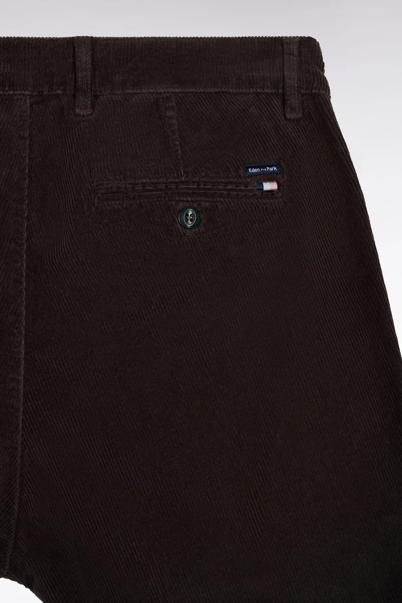 Pantalon chino sans plis en velours côtelé kaki coupe regular
