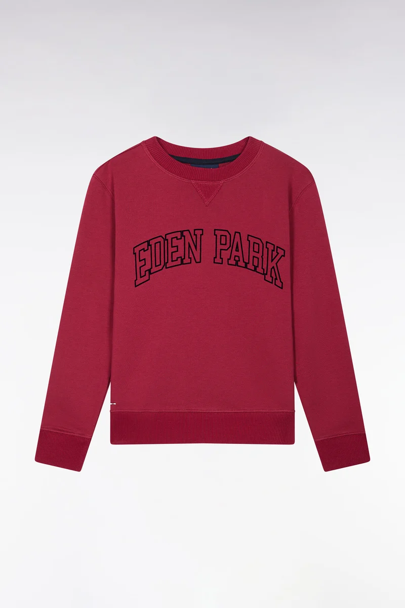 Sweatshirt à col maillot en coton rouge broderie Eden Park coupe droite