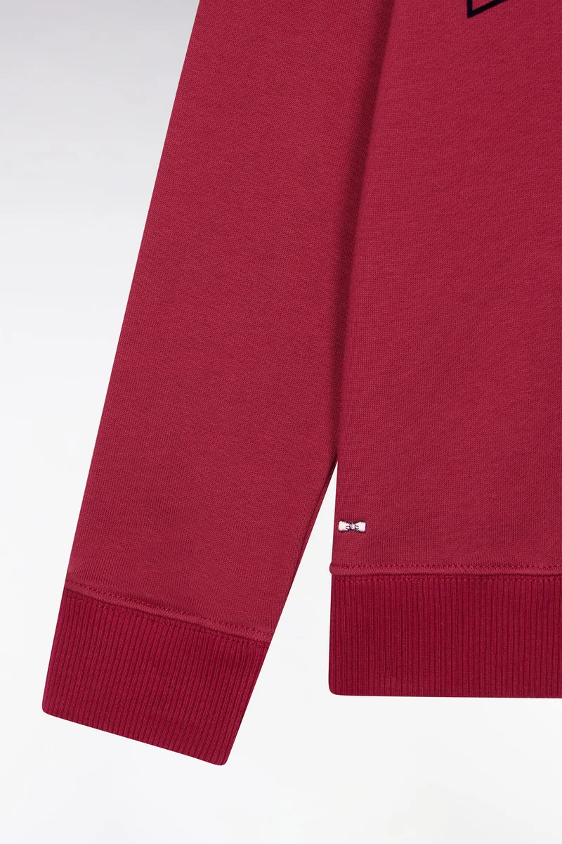 Sweatshirt à col maillot en coton rouge broderie Eden Park coupe droite