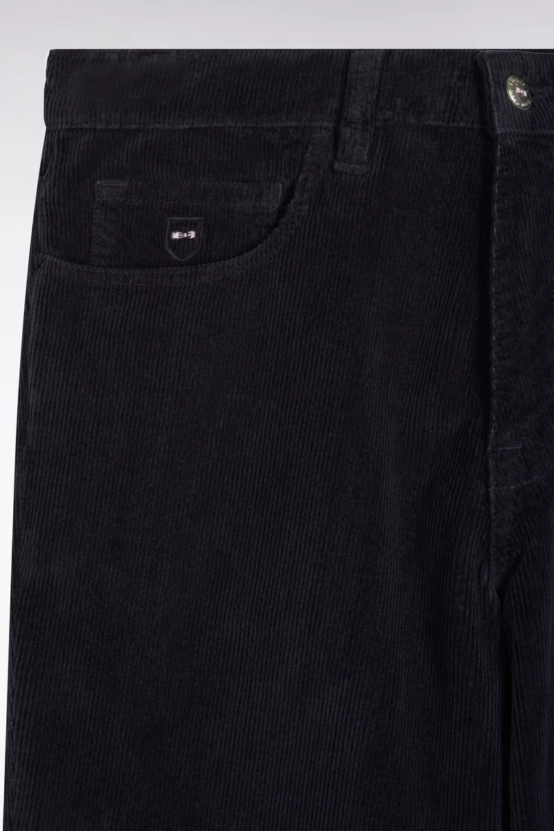 Pantalon 5 poches en velours côtelé marine coupe regular
