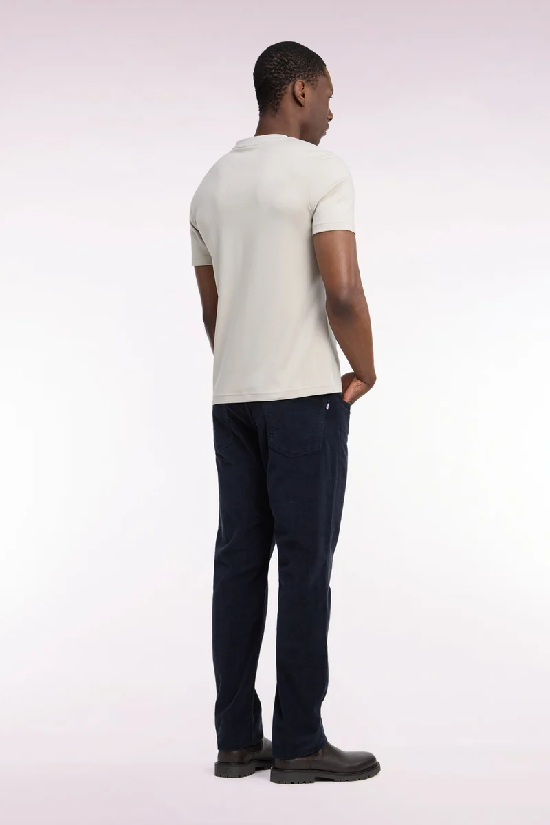 Pantalon 5 poches en velours côtelé marine coupe regular