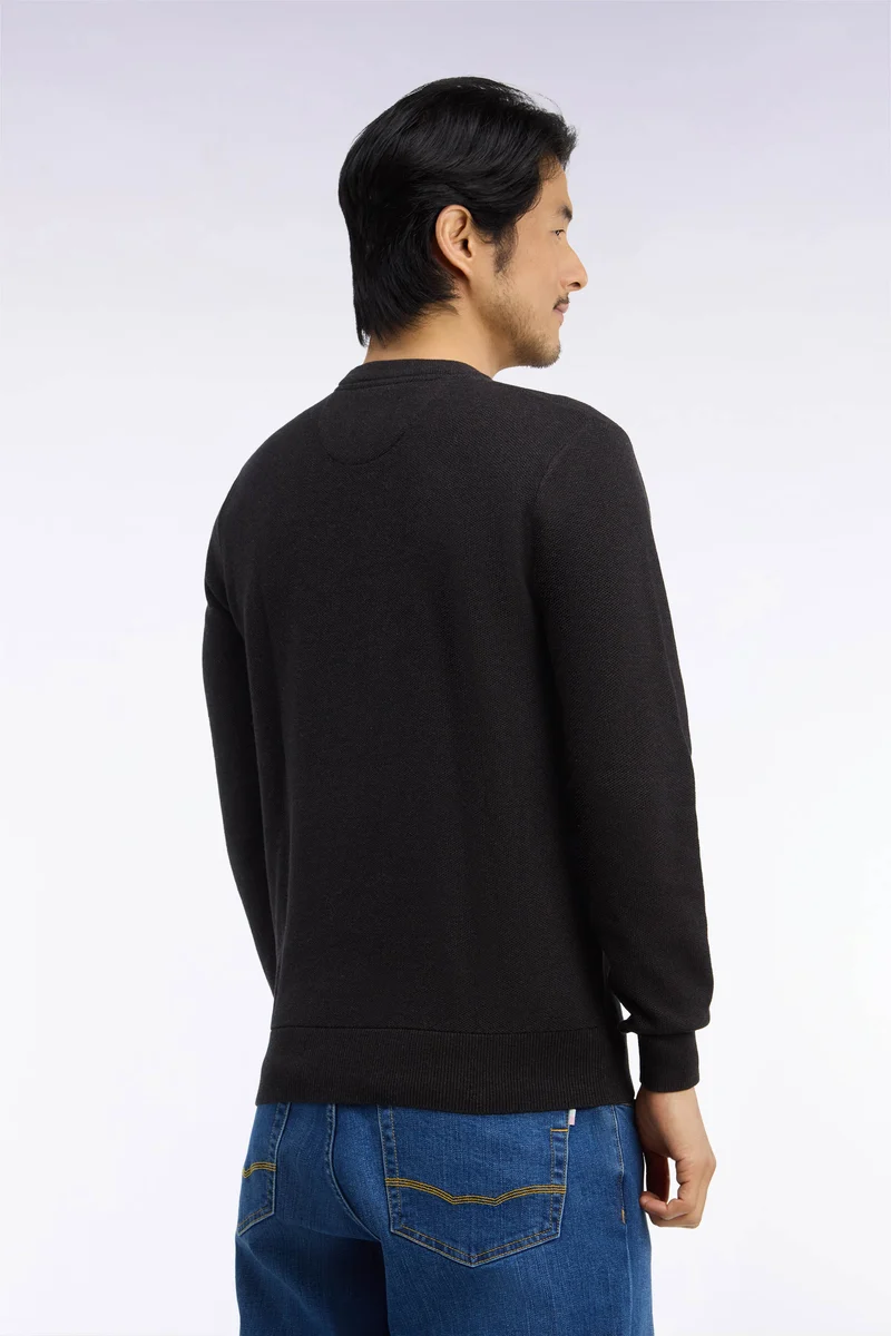 Pull col rond en coton marron coupe droite