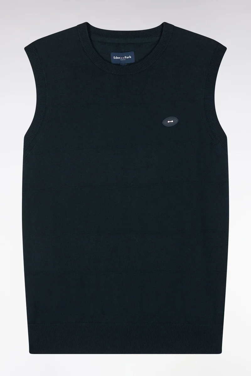 Pull débardeur golf en coton et viscose marine coupe droite