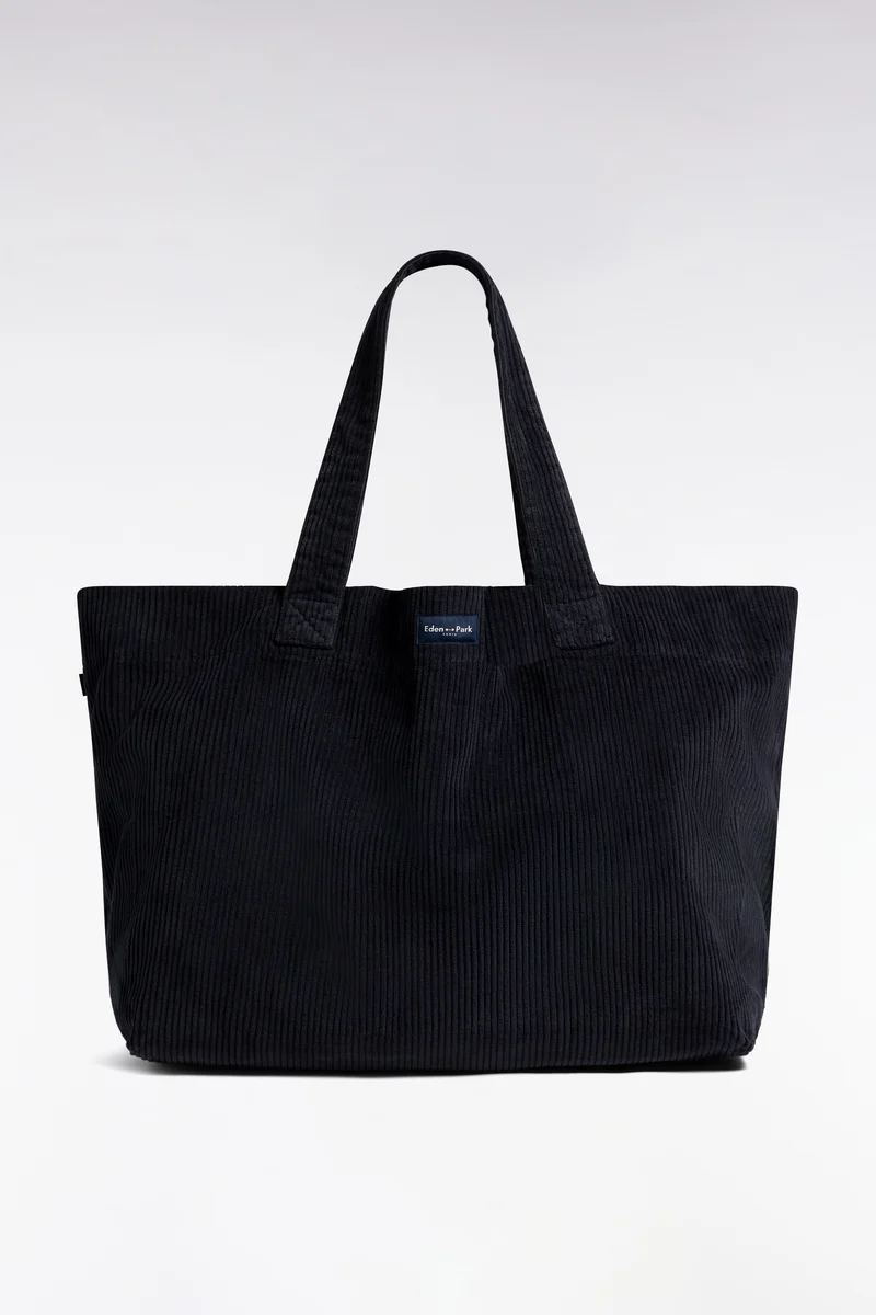 Sac cabas en velours côtelé marine
