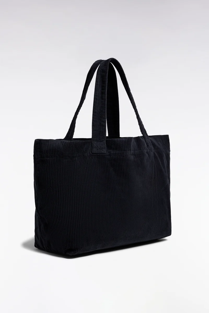 Sac cabas en velours côtelé marine