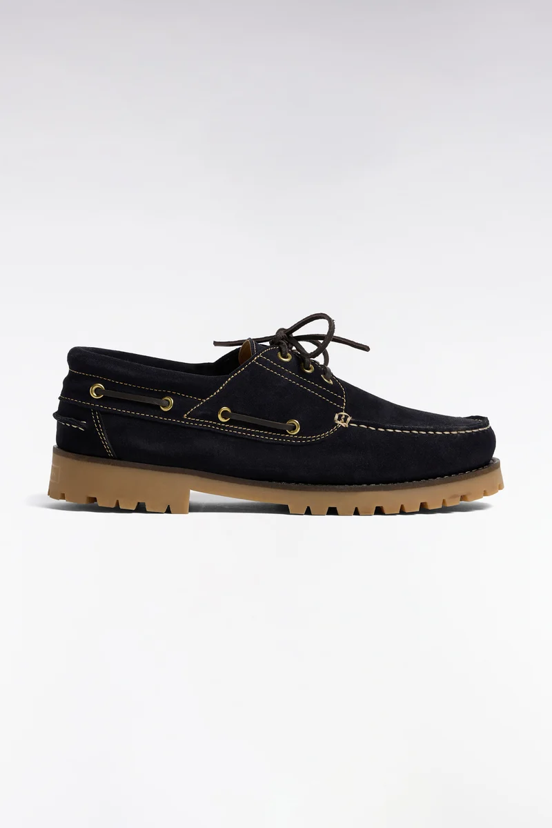 Chaussures bateau en cuir suédé marine