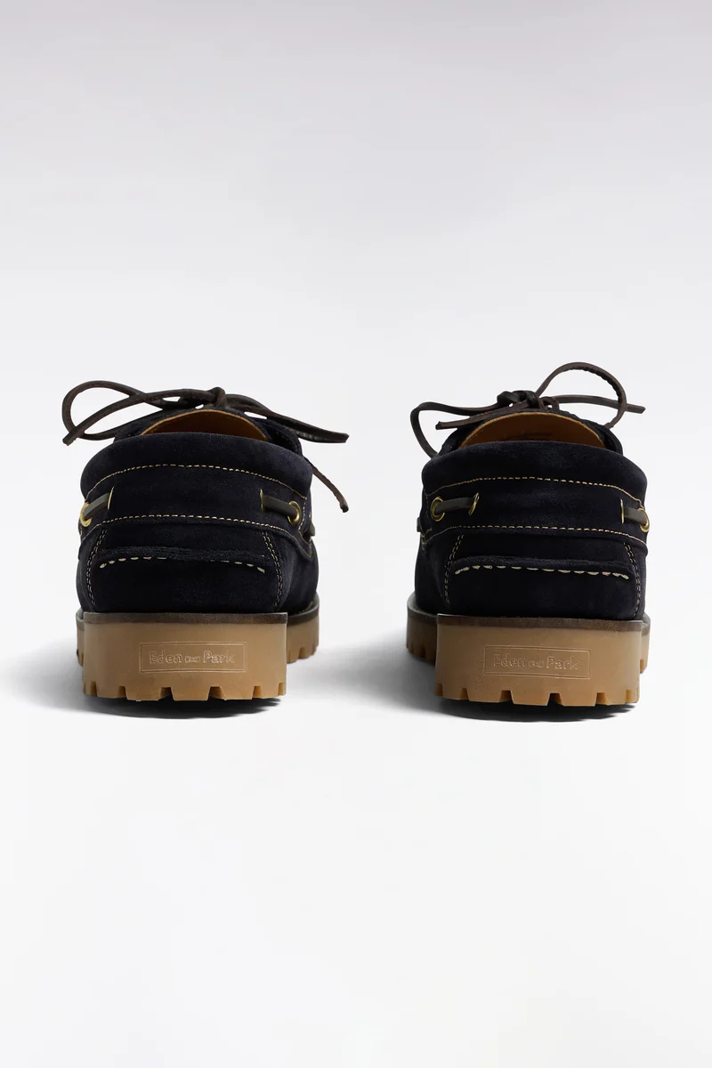 Chaussures bateau en cuir suédé marine