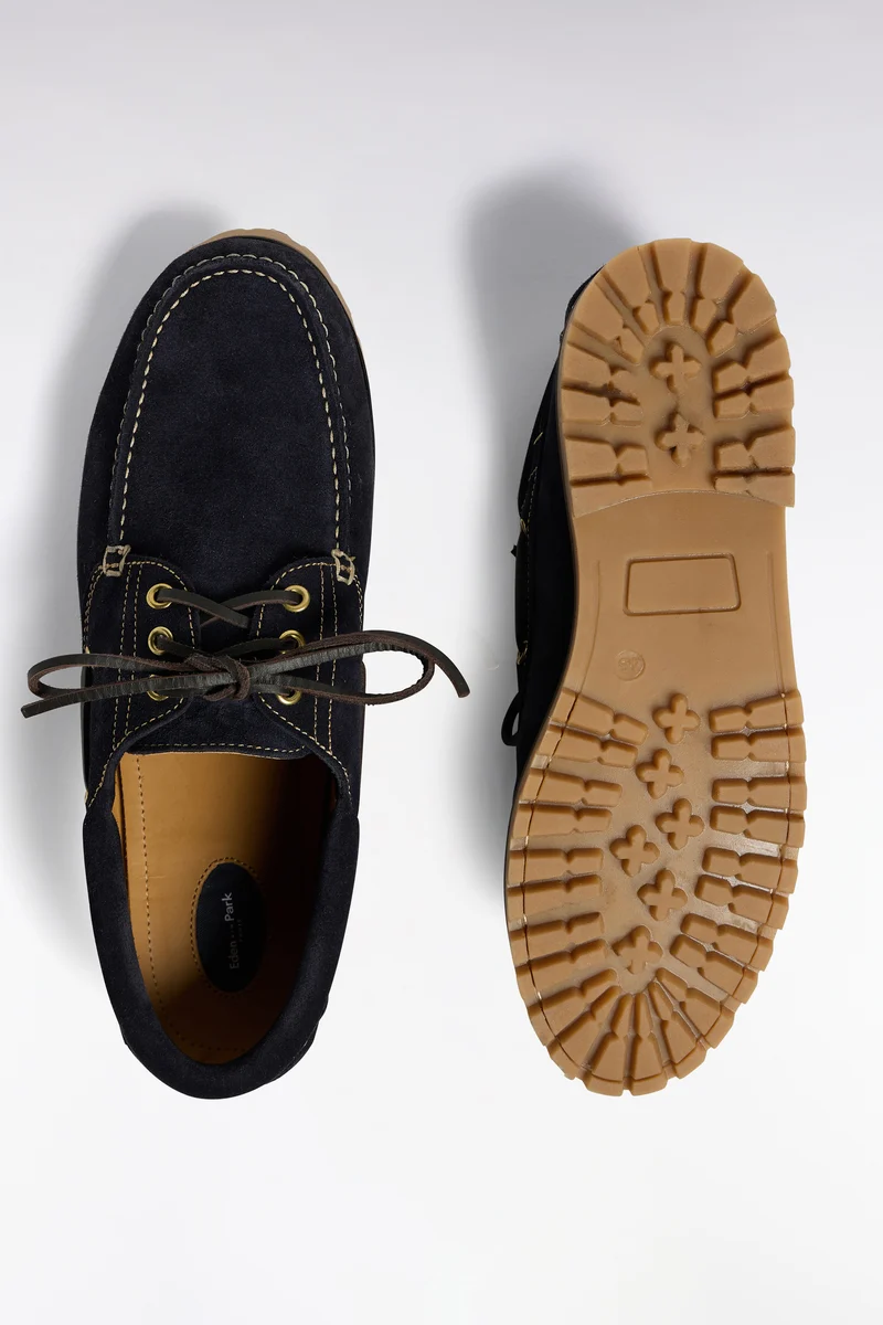 Chaussures bateau en cuir suédé marine