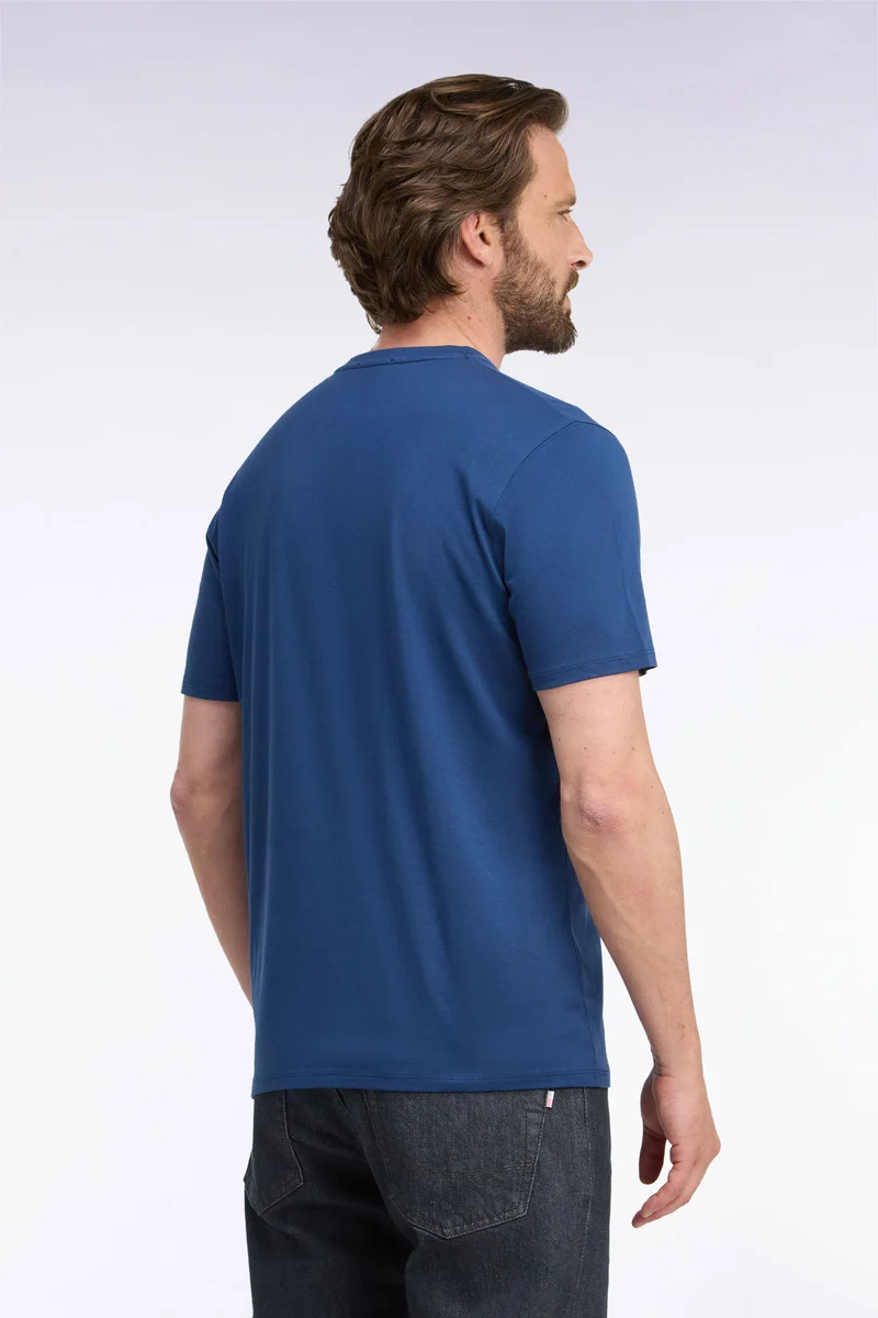 T-shirt manches courtes col rond en coton marine coupe droite