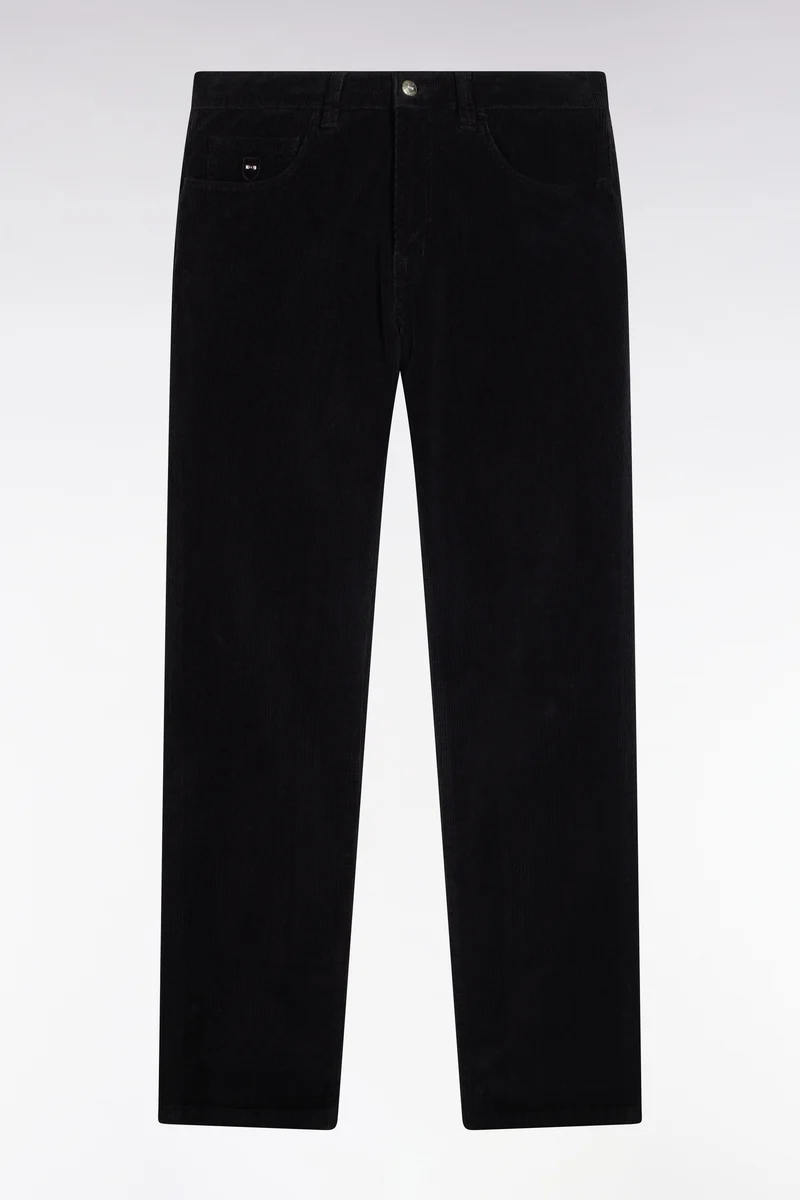 Pantalon 5 poches en velours côtelé noir coupe regular