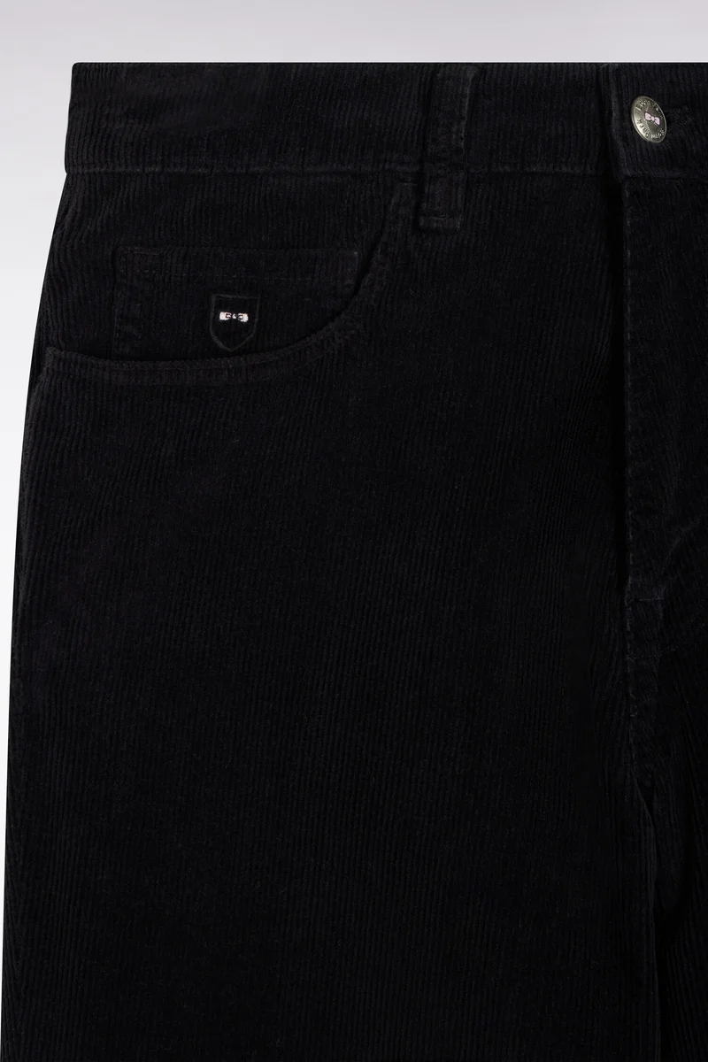 Pantalon 5 poches en velours côtelé noir coupe regular