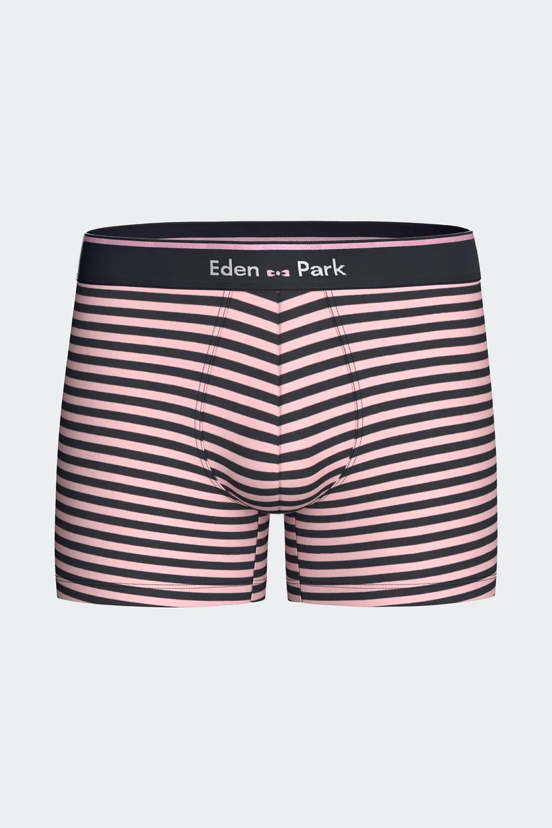 Lot de 2 boxers en jersey de coton stretch unis marine et rayures roses