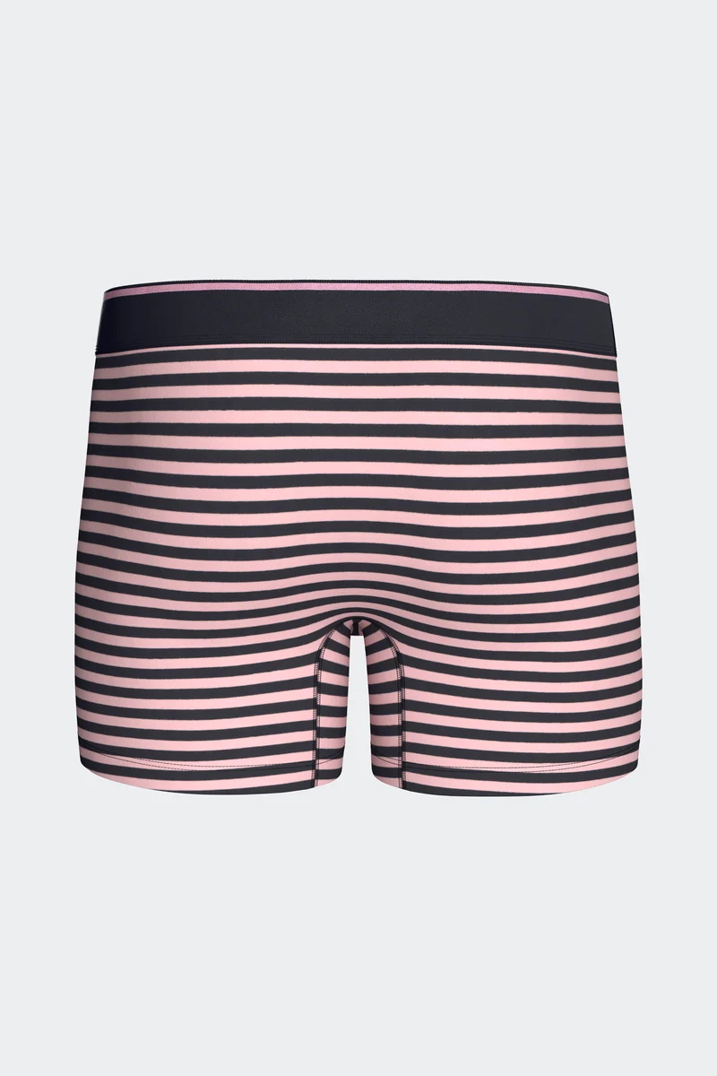 Lot de 2 boxers en jersey de coton stretch unis marine et rayures roses