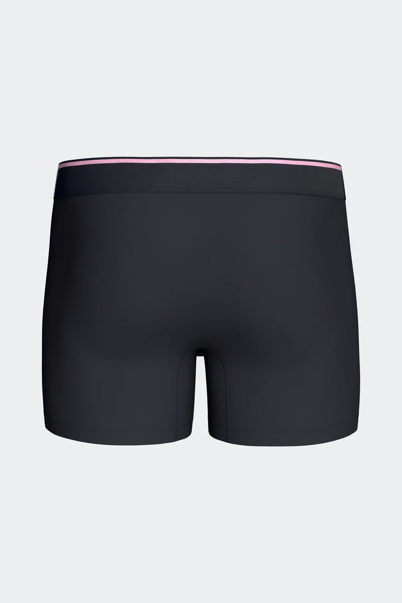 Lot de 2 boxers en jersey de coton stretch unis marine et rayures roses