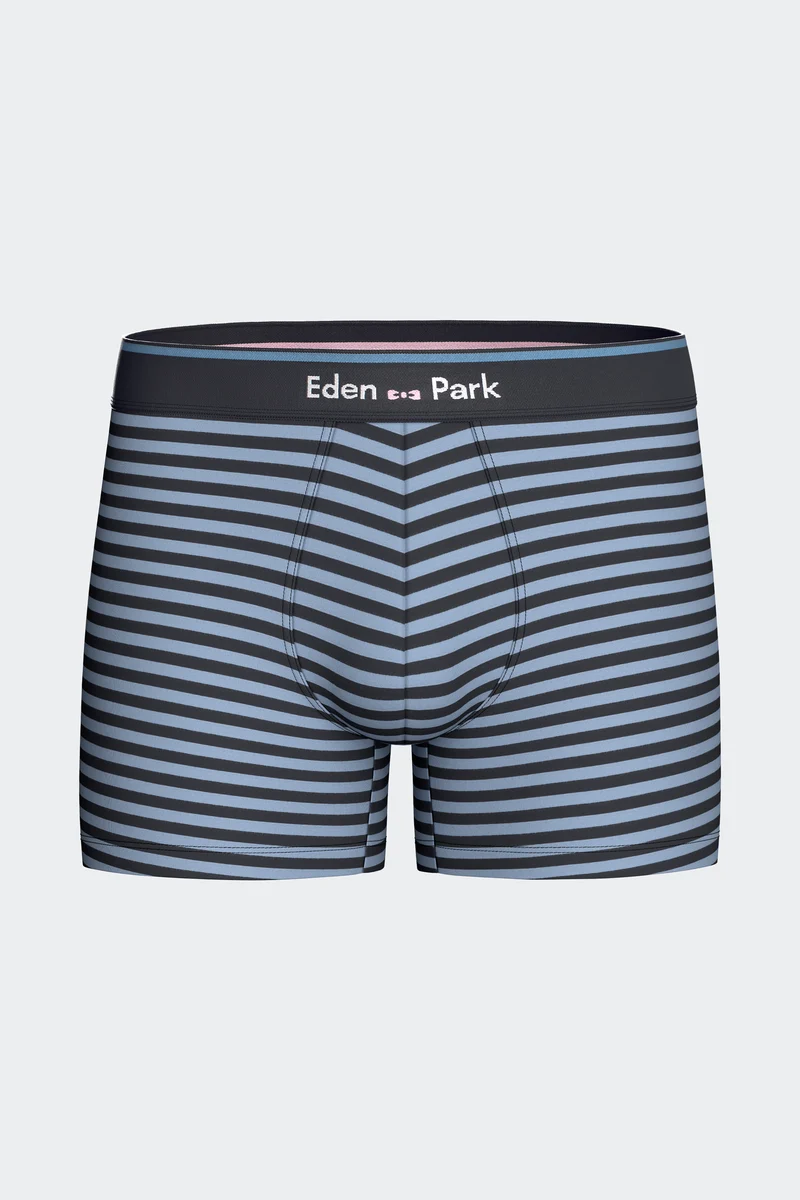 Lot de 2 boxers en jersey de coton stretch unis marine et rayures ciel