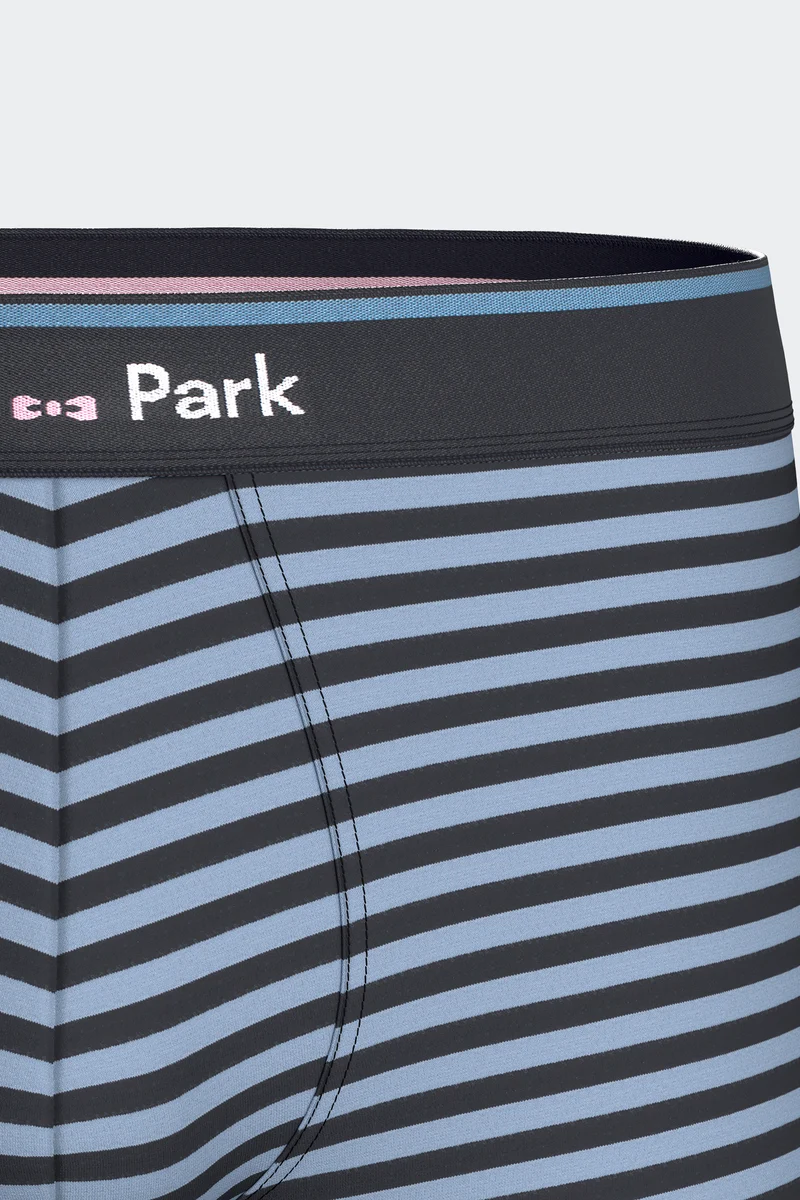 Lot de 2 boxers en jersey de coton stretch unis marine et rayures ciel