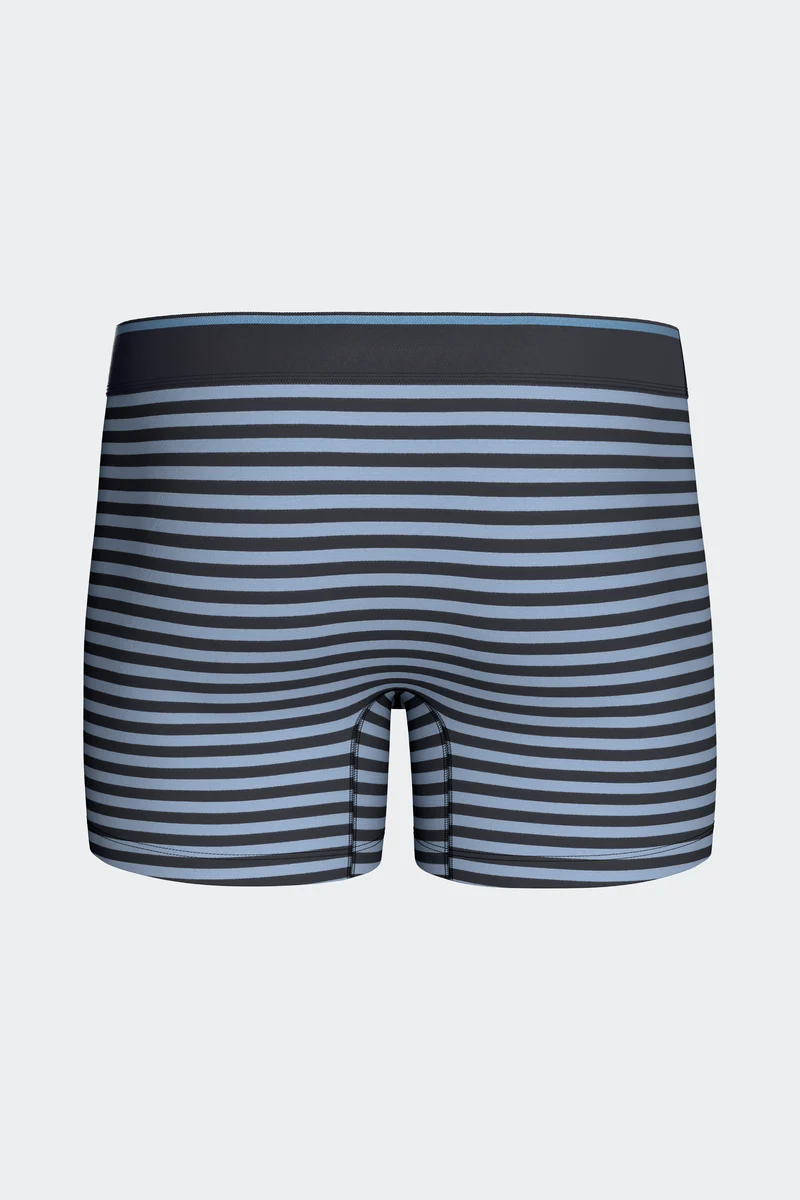 Lot de 2 boxers en jersey de coton stretch unis marine et rayures ciel