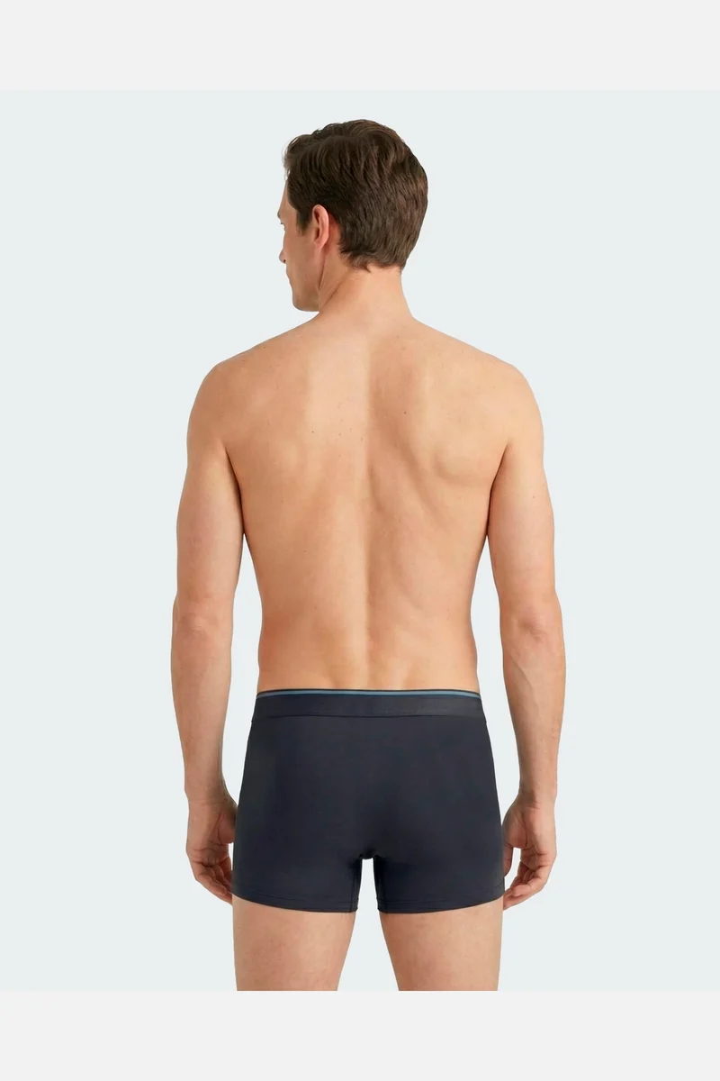 Lot de 2 boxers en jersey de coton stretch unis marine et rayures ciel