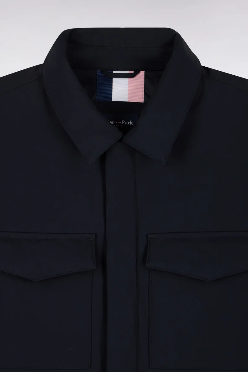 Surchemise en nylon stretch marine coupe droite