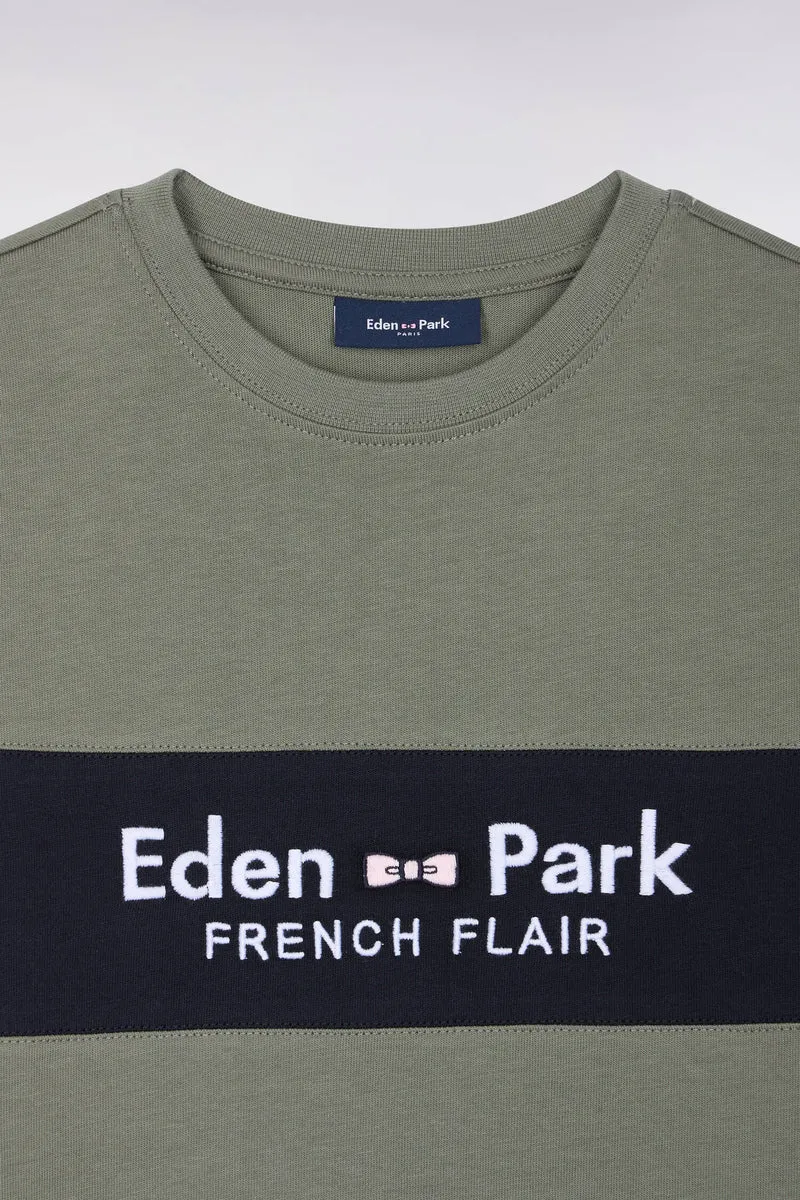 T-shirt manches courtes en coton kaki coupe droite